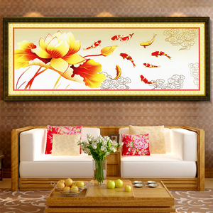 十字绣鱼款九鱼图金色