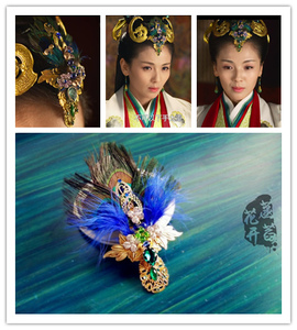 菡萏花开*芈月传芈姝刘涛同款孔雀写真发饰发钗发夹头饰cos影楼视
