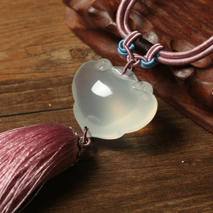 开光天然水晶冰种白水晶如意车挂纯手工编制辟邪保平安路路通