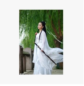 飞天小仙女小龙女白色古装女飘逸演出服舞台服装写真儿童装夏秋季