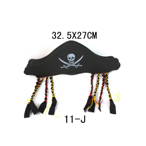 万圣节表演出用品加勒比海盗帽子+辫子帽船长道具cosplay化妆舞会