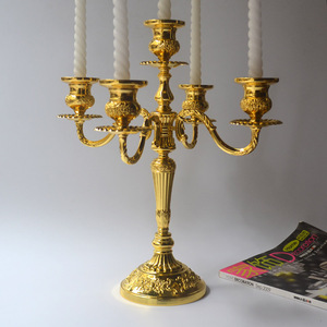 米佳精品金色蜡烛台金属五头欧式蜡台酒店家居婚庆样板房烛台