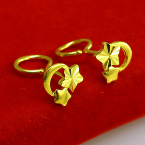 24k足金长款流苏耳坠送礼首饰女jon大志阿里巴巴为您推荐月亮星星款