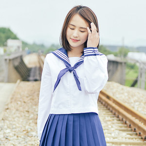 女装长袖jk制服日本高中生校服中间服春秋装关东襟三本日系水手服