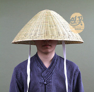 韩国进口朝鲜古代草帽男士斗笠防嗮防雨遮阳帽舞台道具帽子p01100