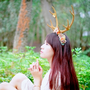 鹿角头箍森系写真头饰高角鹿小清新影楼摄影森系婚纱外景主题道具