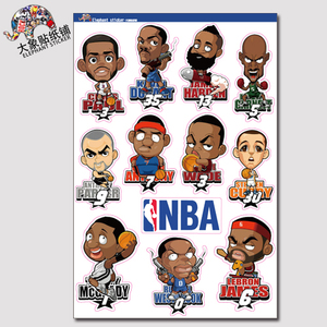 nba人物球星贴纸 詹姆斯贴 哈登贴纸行李箱贴纸3m防水贴纸整版19