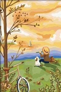 diy数字油画风景田园手绘工人物儿童油彩填色油画20x30卧室装饰画