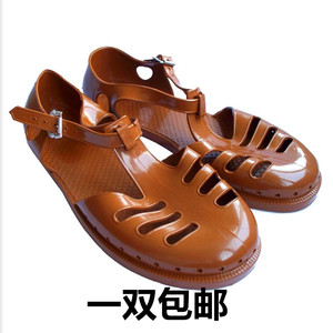 越南橡胶耐磨老式复古怀旧劳保军鞋男猪笼鞋塑料包头监囚狱凉拖鞋