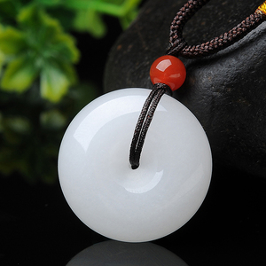 碧贵缘 正品石英岩玉平安扣玉坠 天然玉石男女款吊坠送挂绳带证书