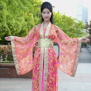 古装服装仙女唐朝汉服贵妃装抹胸襦裙刺绣拖尾襦裙古筝舞蹈演出服