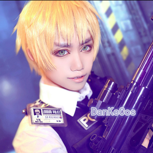 aph黑塔利亚~亚瑟·柯克兰/英国 淡金色 反翘 短发 cosplay假发
