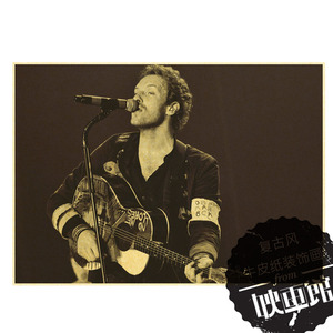 coldplay乐队 文艺复古怀旧装饰画画芯牛皮纸海报酒吧咖啡馆挂画