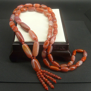 天然南红玛瑙项链 四川凉山南红玛瑙桶珠毛衣链女 长款毛衣链包邮