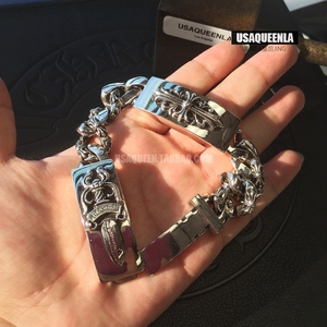 【代购】美国正品chrome hearts 克罗心刺刀宝剑十字架纯银手链