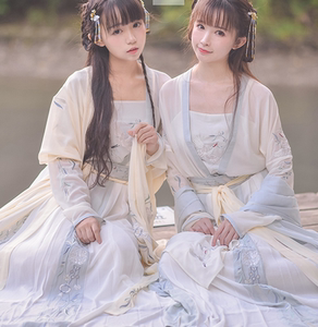 古装汉服少女刺绣仙鹤吊带 上衣 半裙套装 复古风