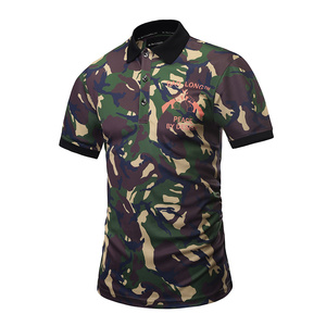 西海岸匪帮街头嘻哈个性军事迷彩字母图案印花短袖polo衫男士夏季