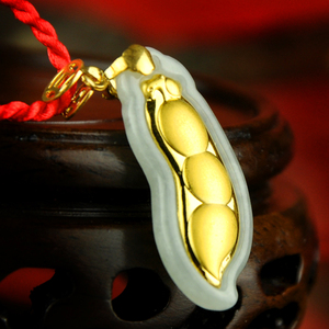 黄金项链女款黄金吊坠福豆 999足金项链男女项链坠送礼首饰