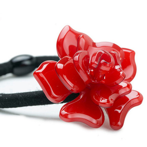 韩国女士红色精品 优雅玫瑰花边夹发饰 发绳头绳满包邮