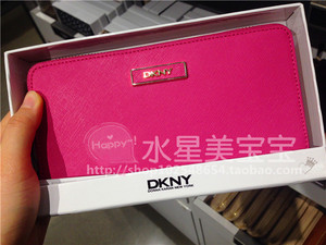 !七夕特惠! 美国代购 DKNY牛皮十字纹纯色拉链开口长款钱包