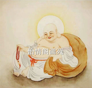 工笔画白描底稿能静弥勒佛白描山水画人物画花鸟画实物临摹稿112
