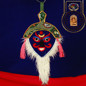 藏红传统手工制作民族特色格桑花蓝脸藏戏面具手工艺品装饰品墙饰