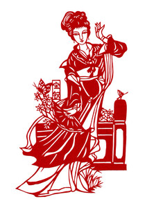 电子版jz宝钗人物剪纸 刻纸白描画稿图案 现代装饰画素材