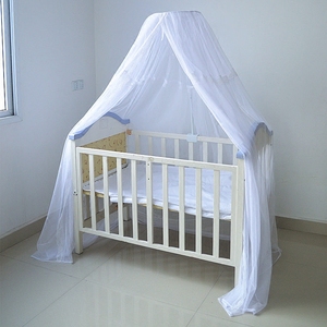 婴儿蚊帐遮光床帘铁制儿童床围BB床摇篮床透气挡风布料床幔实木床