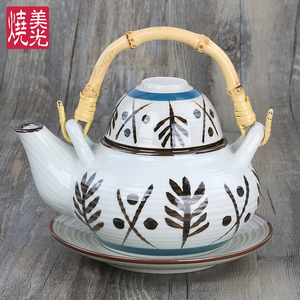 日式陶瓷海鲜汤壶 日本土瓶蒸瓷器 创意茶壶配茶杯 日韩料理餐具
