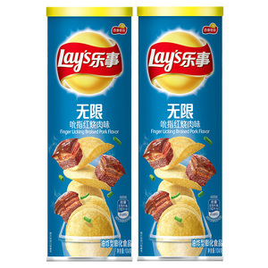lay"s/乐事薯片无限吮指红烧肉味104g*2罐休闲零食