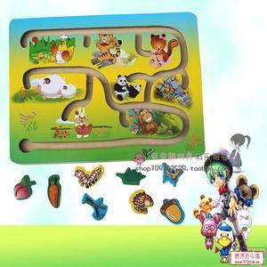 3d农场立体拼图拼板 动物找位找家轨道迷宫儿童木制配对玩具 正品