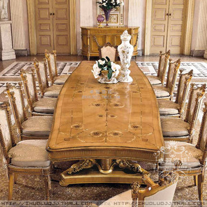 欧式宫廷餐桌 实木雕花长餐台意大利别墅餐厅12人长餐桌手绘餐桌