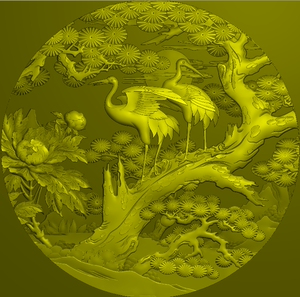 仙鹤牡丹精雕图 仙鹤牡丹浮雕图 仙鹤牡丹灰度图 仙鹤牡丹松树