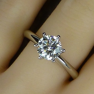 裸钻石80分f色vvs纽约定制皇冠六爪铂金钻戒求婚戒指正品 余款