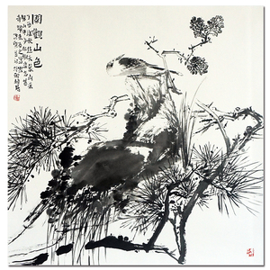 李兴杰《闲观山色》斗方 名家字画 写意花鸟国画拍卖