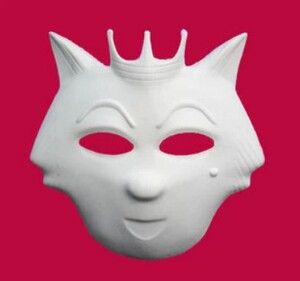 手绘民间 环保纸浆面具 diy面具 手绘面具 白色 动物面具 红太狼