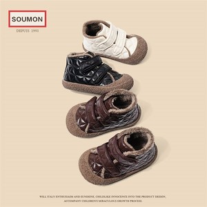 女宝宝鞋子二棉鞋冬季加绒保暖1一2-3岁男小童高筒板鞋婴儿学步鞋