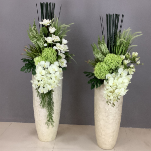 酒店大堂落地大花瓶贝壳旋转门橱窗装饰花艺摆件客厅商场仿真插花