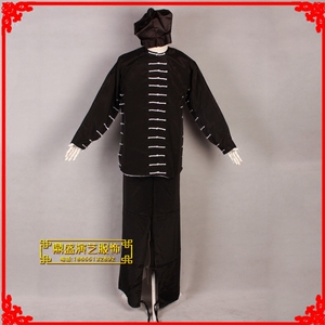 古装戏曲武生黑打衣 京剧武w松打虎家丁护院十八扣夜行衣打手服装
