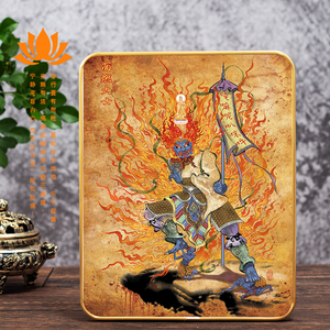 定制高清面燃大士画像 佛堂观世音化身鬼王佛画像 木质摆台结缘