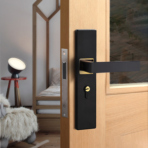 卧室室内门锁家用通用型黑色房门锁三件房套间P门把旧手木门换锁