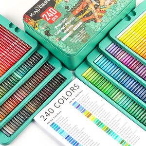 240色术华铁盒彩色专用铅笔套装学生毒豪L素描绘图无艺环保2B铅笔