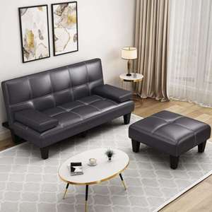 现货速发小户型客厅摺叠沙发牀多功能皮艺单人双人三人简易懒人沙