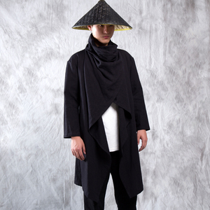 秋冬中国风男装棉麻外套古装侠客汉服中长版风衣开衫大氅薴麻披风