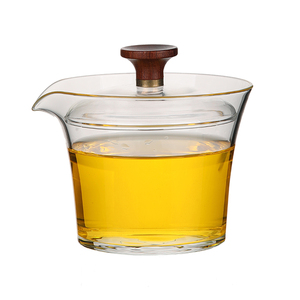 日式玻璃盖碗绿茶茶盏个人专用泡茶杯透明功夫茶具手抓壶茶碗带盖