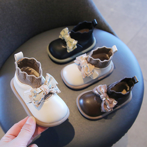 秋冬儿童学步鞋子软底小皮鞋婴儿女宝宝鞋1一2岁小童鞋女童袜子鞋