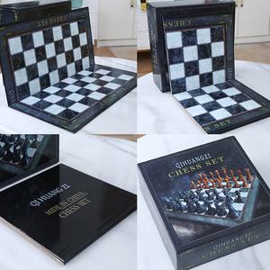 国际象棋超大号比赛专用大理石纹路加重棋子复古西洋棋样板房摆件