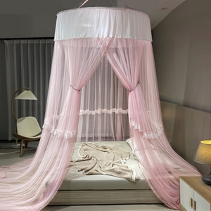 免安装圆顶吊顶吊挂蚊帐家用卧室床幔新款圆床可折叠公主子母床帘