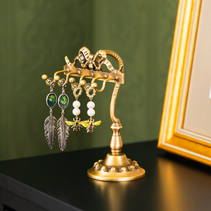 收获小屋欧式首饰展示架耳钉耳环项链收纳轻奢挂架V黄铜创意饰品