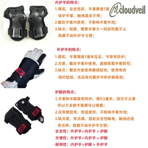 黑犀勺形护臀套装 滑雪护具 单板护护 云盾具膝护手护腕套装
